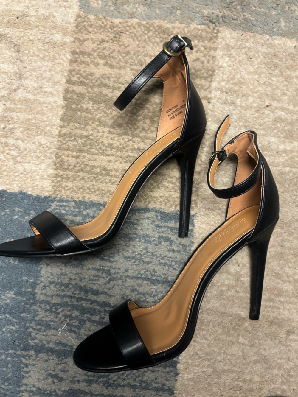 Classic Black Ankle-Strap Stiletto Heels size 8
